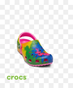Crocs™ Classic Electric Pink/ Multi Tie Dye Mania Clog, Nursing Shoes