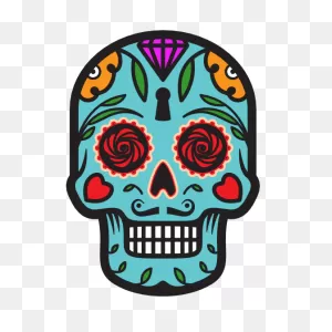 Keyhole Day Of The Dead Skull Sticker