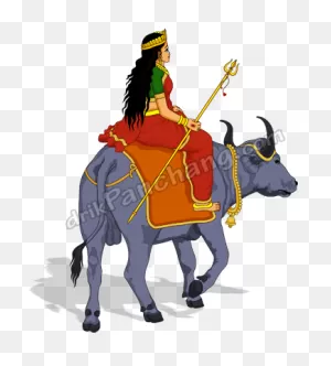 Departure Of Durga On Buffalo - Durga Devi On Buffalo | Full Size ClipartFlare.com 
