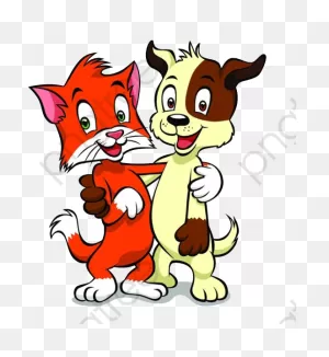 Hug With Cats And Dogs - Hond En Kat Cartoon Clipart - Full Size ClipartFlare.com 