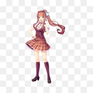 Doki Doki Literature Club Monika With Checked Skirt Transparent ClipartFlare.com 