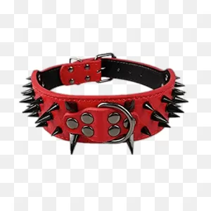 Red Spiked Dog Collar Transparent Png - Stickpng