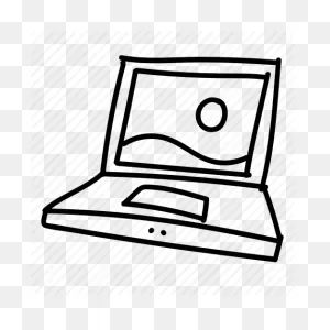 Line Cartoon Clipart - Laptop, Drawing, Doodle, Transparent Clip Art