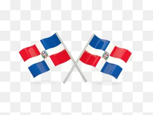 Two Wavy Flags. Illustration Of Flag Of Dominican Republic