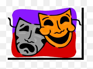 Clip Art Of Drama Masks Coloring Page Free Image Download