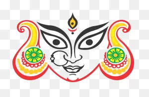 Durga Puja Drawing Durga Line Headgear For Dussehra - 1566X1024