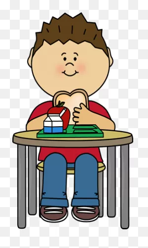 Boy Eating Cafeteria Lunch Clip Art - Boy Eating Cafeteria Lunch Image