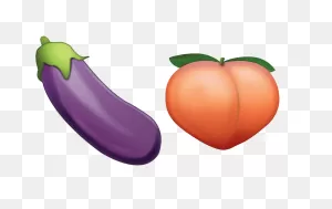 Eggplant & Peach Emoji Sticker By Millennial Toasts - White ClipartFlare.com 
