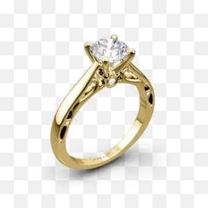 18K Yellow Gold Verragio Eng-0409R Cathedral Solitaire Engagement Ring