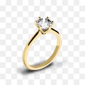 14K Yellow Gold Valoria Petite Six Prong Solitaire Engagement Ring