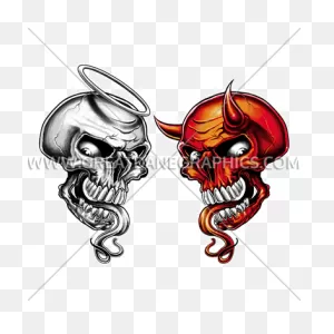 Good Skull And Evil Skull | Production Ready Artwork For T-Shirt ClipartFlare.com 
