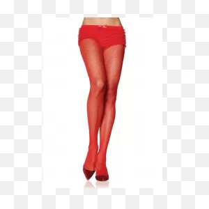 Nylon Fishnet Pantyhose - Red / One Size