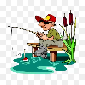 Fisherman With A Fishing Pole Png Transparent - ClipartFlare