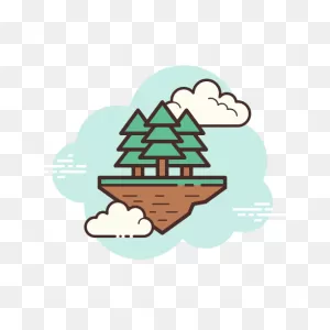 Floating Island Forest Icon In Cloud Style