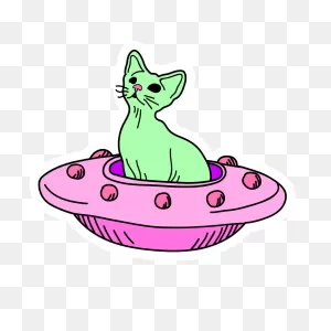 Green Alien Cat In A Pink Flying Saucer | Alien Drawings, Alien ClipartFlare.com 