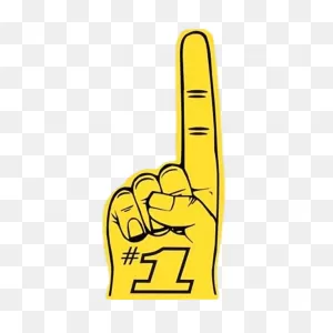 Number One Yellow Foam Hand Transparent Png - Stickpng