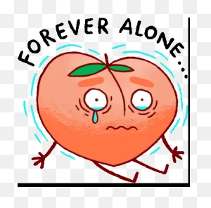 Peach Crying With Caption Forever Alone Sticker - Peachieand Eggie ClipartFlare.com 