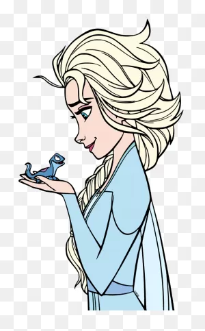 Clip Art Of Elsa Holding Bruni In Her Hand #disney, #frozen2 ClipartFlare.com 