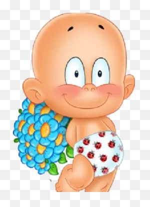 Freckles Clipart Cute Toddler - Baby With Flowers Cartoon - Png ClipartFlare.com 