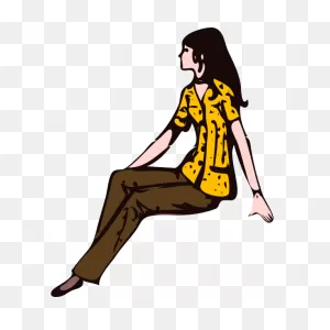 Cartoon Sitting Lady | Free PNG-WebP