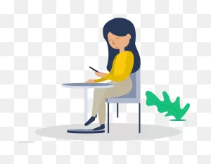 Illustration Of A Woman Sitting Holding Her Phone Clipart - Full ClipartFlare.com 