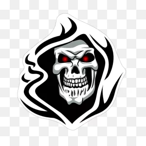 Glowing Eyes Skull In Hood Sticker