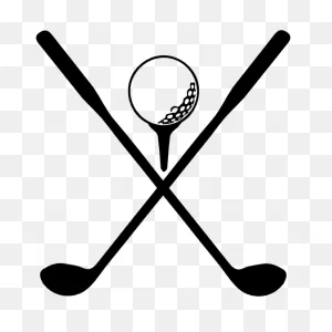 Golf Ball And Tee With Golf Clubs Sticker