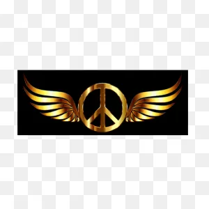 Gold Peace Sign Wings Enhanced Contrast | Free Svg
