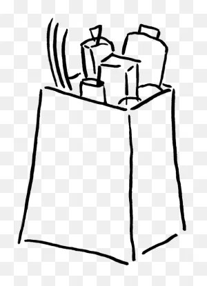 Groceries Clip Art - Shopping Bag Clipart Black And White - Png ClipartFlare.com 