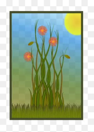Grass, Flowers And Sun | Public Domain Vectors