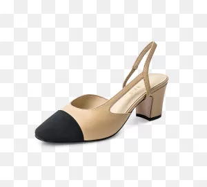 Two Tone Block Heel Slingback Sandals - Kaitlyn Pan Shoes