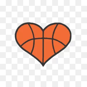 Basketball Heart Decal – 2.75″ – Orange/black – 1 Per Sheet
