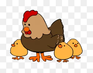 Hen And Chicks Cartoon Style | Public Domain Vectors