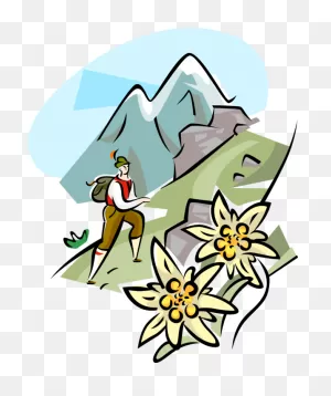 Vector Illustration Of Mountain Guide Hiking In The Clipart - Full ClipartFlare.com 