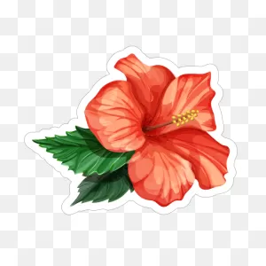 Red Hibiscus Flower Sticker