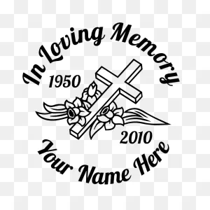 In Loving Memory Cross With Flowers Sticker