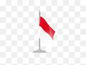 Flag With Flagpole. Illustration Of Flag Of Indonesia