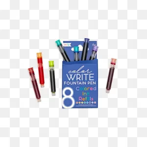 Color Write Fountain Pens Colored Ink Refills - Set Of 8