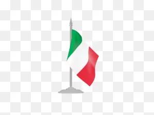 Flag With Flagpole. Illustration Of Flag Of Italy