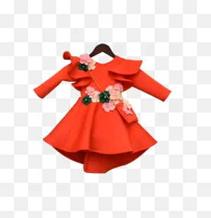 Pre-Order: Orange Lycra Dress With Multi Colour Flowers | Peony ClipartFlare.com 