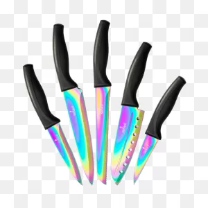 Silislick Kitchen Knife Set. 5 Elegant Knives, Chef Quality, Ss Blades With  Ergonomic Handles, Rainbow Effect, Titanium Coating & Safety Sheath (Black  ClipartFlare.com 