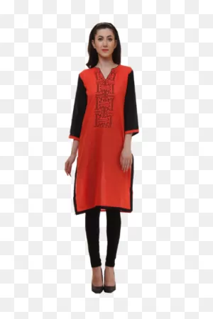Cotton 3/4Th Sleeve Designer Straight Embroidered Kurti, Rs 350 ClipartFlare.com 