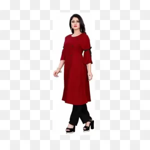 Women Solid Rayon A-Line Kurti (Maroon)