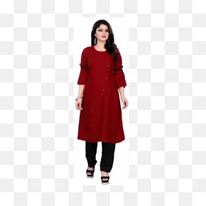 Women Solid Rayon A-Line Kurti (Maroon)