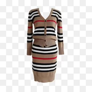 New Autumn 2 Piece Suit Ladies Winter Knitting Striped Korea Long ClipartFlare.com 