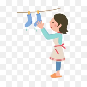 Woman Hanging Out Laundry On The Clothesline | Free PNG-WebP