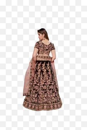 Best Semi-Stitched Velvet Lehenga For Women (Maroon)