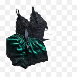 Sunisery Women Underwear Silk Satin Lingerie Pajamas Crop Tops Bra Shorts  Female V-Neck Sleeveless Nightwear