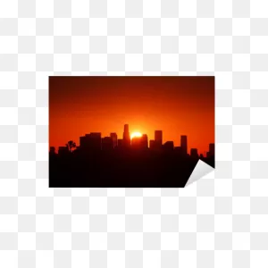 Los Angeles City Skyline Sunrise Sticker • Pixers® - We Live To Change