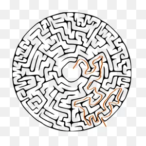 Circular Maze With Solution | Public Domain Vectors